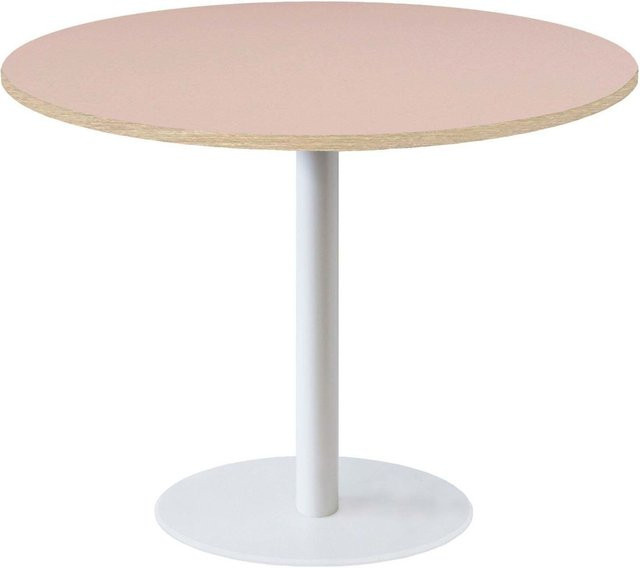 RestooTab Tisch Rome XL runder Esstisch in Weiß, Altrosa und Braun, Höhe: 75 cm, Durchmesser: 120 cm - Bild 1