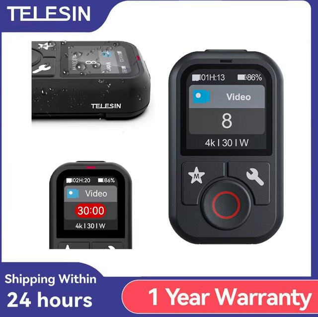 TELESIN Bluetooth-Fernbedienung T13 wasserdicht mit Handgelenkschlaufe in Schwarz für GoPro Hero 13 12 11 10 9 8 Max Action-Kameras - Bild 1