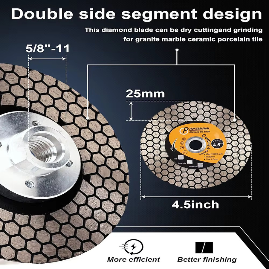 PANFREET Diamanttrennscheibe D115mm Diamantklinge mit beweglichem Aufsatz M14 oder 5/8-11 zum Schneiden und Schleifen von Stein - Bild 4