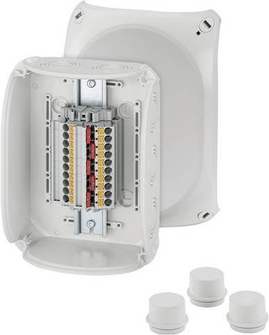 Hensel Abzweigkasten 62000420 mit Schraubklemmen, halogenfrei, Weiß, B: 15,5 cm, L: 21,0 cm - Bild 1