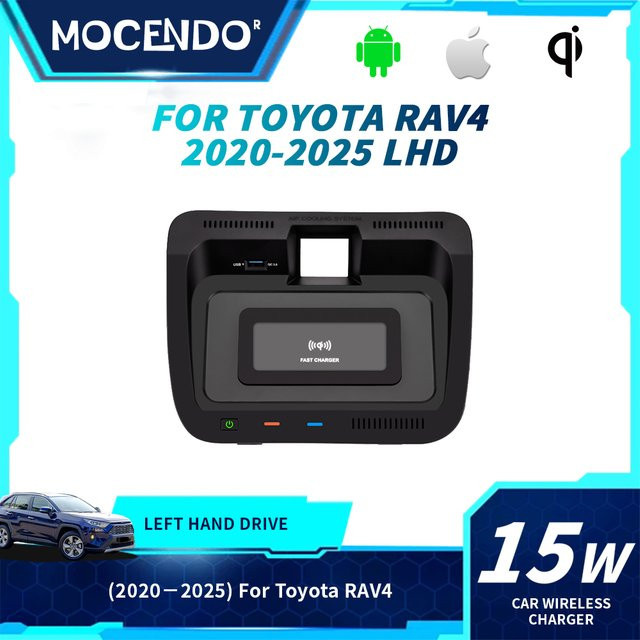 MOCENDO Kabelloses Auto-Ladegerät für Toyota RAV4 2020-2025, Schwarz, Kompatibel mit Xiaomi und iPhone - Bild 1
