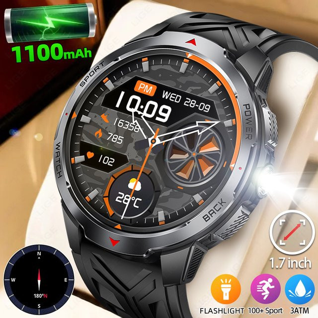 LIGE Smartwatch, Schwarz, Silikon, Herren - Bild 1
