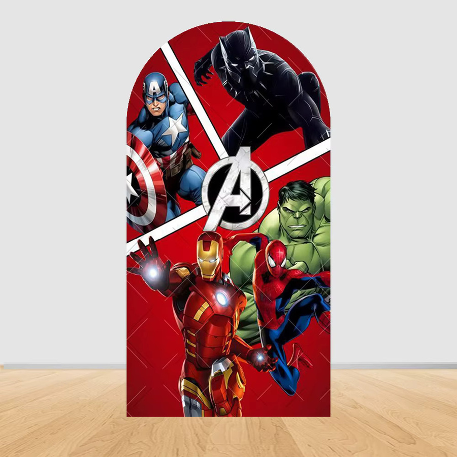 Marvel Avengers Superhelden Fotohintergrund für Kindergeburtstage und Babypartys, bogenförmig, mehrfarbig - Bild 2