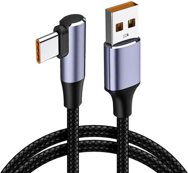 DITIPOO USB-A auf USB-C Datenleitung mit Schnellladefunktion PD und rechtwinkligem Anschluss - Bild 1