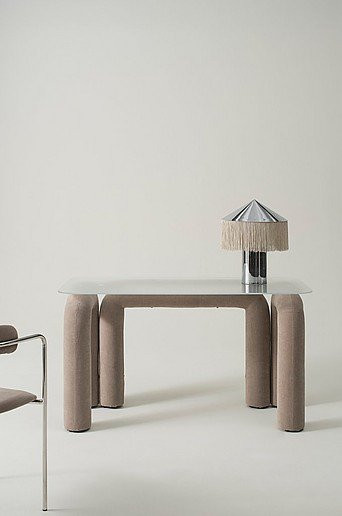Jotex Schreibtisch modern in Weiß mit Glasplatte, B/T/H: 140 x 65 x 75 cm - Bild 1
