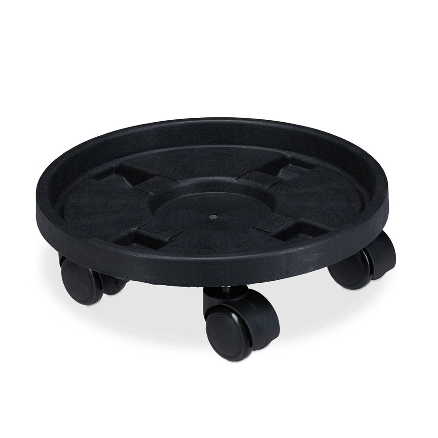 Relaxdays Pflanzenroller 2er Set aus Kunststoff in Schwarz mit Rollen für Innen- und Außenbereich, Durchmesser: 30 cm, Höhe: 9,5 cm - Bild 2