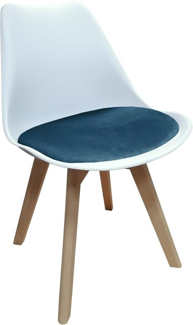 HTI-Living Stuhl Atlanta Modern in Weiß und Blau Velvet - Bild 1