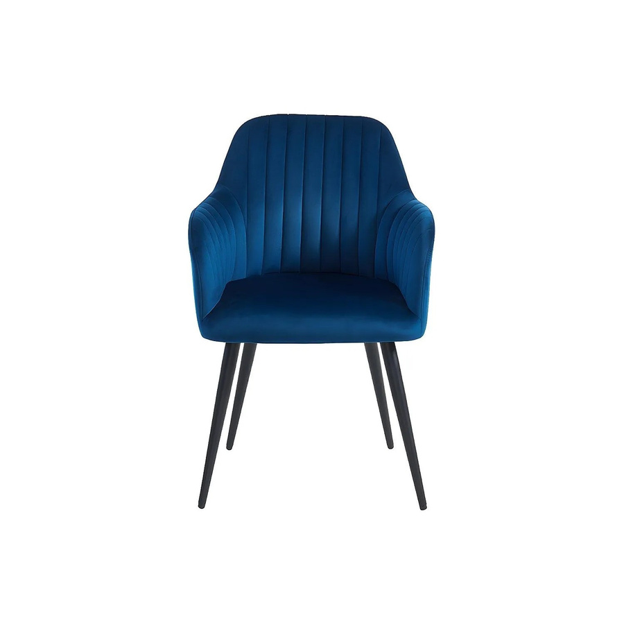 Vente-unique Eleana Stuhl aus Samt mit Armlehnen in Marineblau und Metallgestell B/T/H: 58 x 58 x 58 cm - Bild 2