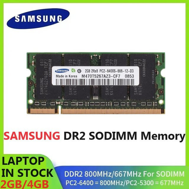 Samsung DDR2 SODIMM Arbeitsspeicher für Notebooks PC2-6400 800MHz Nicht-ECC Unbuffered RAM in Grün - Bild 1