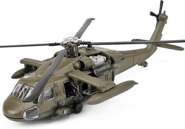 Linyi toy car Uh-60 Hawk Mehrzweckhubschrauber, Flugzeugmodell, Metall, Schwarz, Grau, mit Ton und Licht, ab 14 Jahren - Bild 1