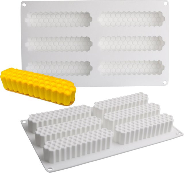 Meibum Silikon Backform Wabenform für Mousse und Kuchen in Weiß, rechteckig - Bild 1