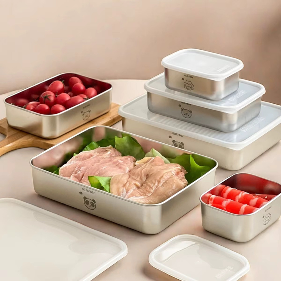 WORTHBUY Kühlschrank-Frischhaltebox aus Edelstahl 304 in Silber für Obst, Gemüse und Fleisch - Bild 2