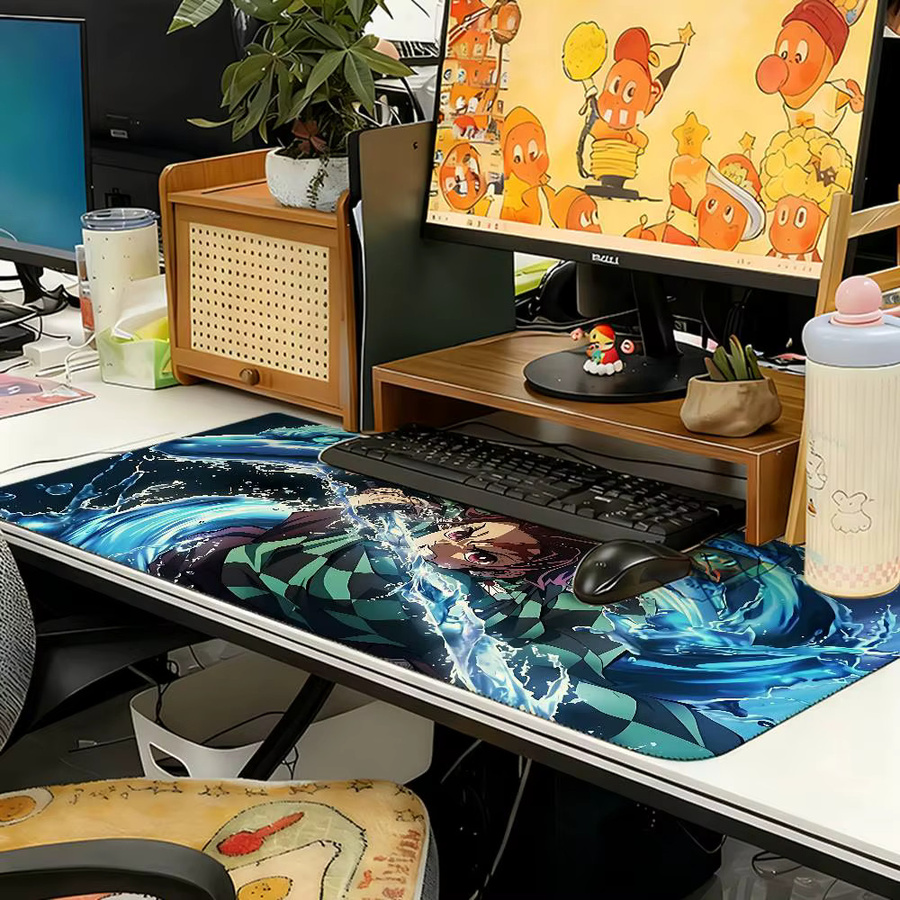 Tanjiro Kamado Mauspad mit Landschaftsdesign, bunte Schreibtischunterlage für Laptop und Tastatur - Bild 3