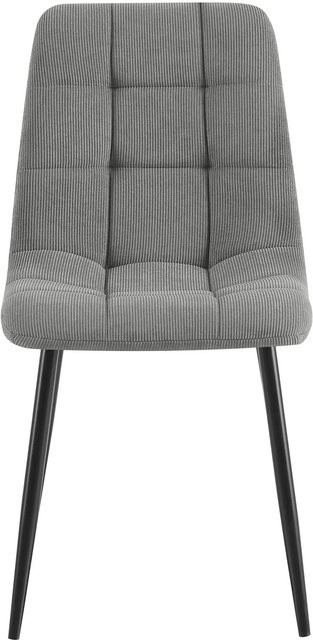 2er Set Esszimmerstühle DELUKE FANOR in Grau mit Cord-Bezug und modernem Steppmuster, B/T/H: 45 x 55 x 84 cm - Bild 1