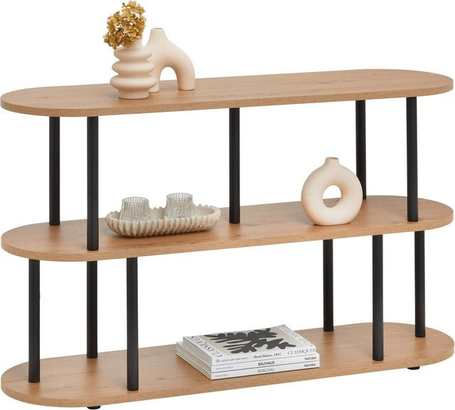 Mömax Regal Nimo in Schwarz und Eiche Artisan, modernes Standregal für Wohnzimmer oder Home Office, B/T/H: 66,0 x 32,0 x 110,0 cm - Bild 1