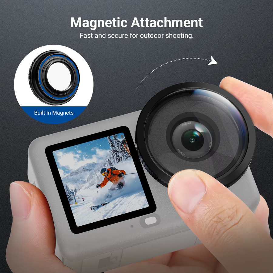 NEEWER Weitwinkelobjektiv für DJI Osmo Action 6 mit 180 Grad FOV aus HD optischem Glas in Schwarz - Bild 6
