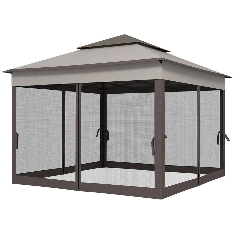 Outsunny Faltpavillon Gartenzelt mit Seitenwänden in Hellgrau, B/T/H: 325 x 325 x 270 cm - Bild 2