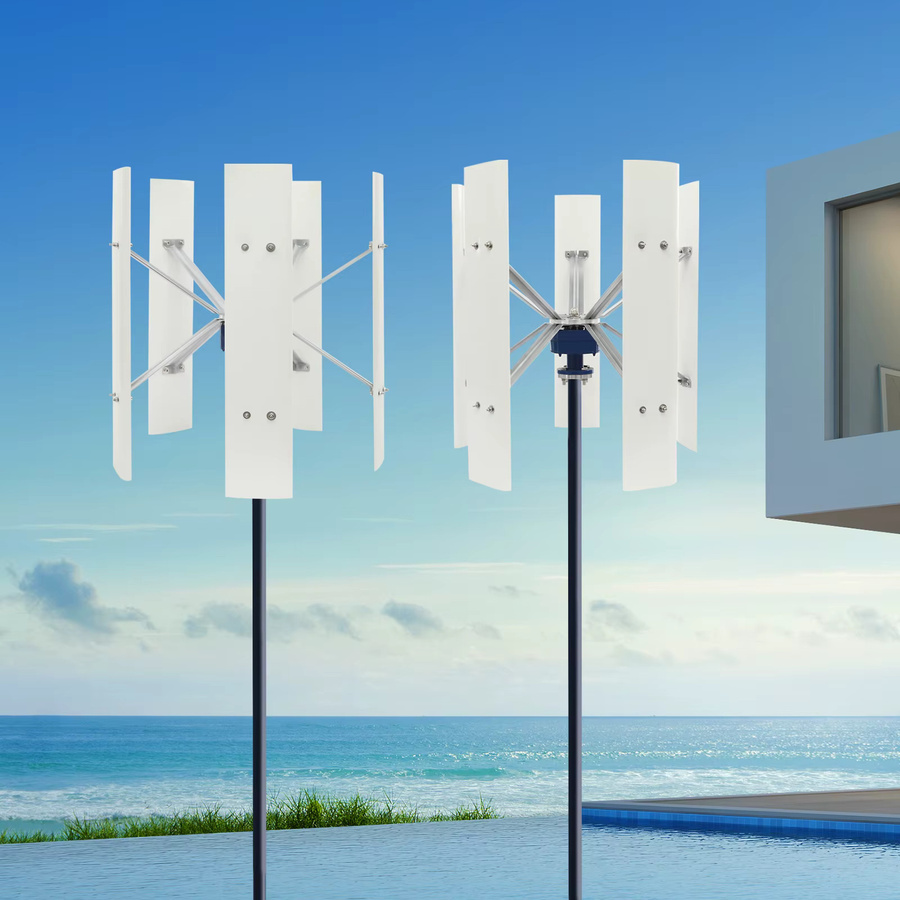 Bymaocar 5-Blatt Vertikale Windturbine 100W 12V/24V in Weiß mit niedriger Anlaufwindgeschwindigkeit IP67 leise VAWT für Haus, Wohnmobil und Straßenbeleuchtung B: 80,0 cm, T: 75,0 cm - Bild 2