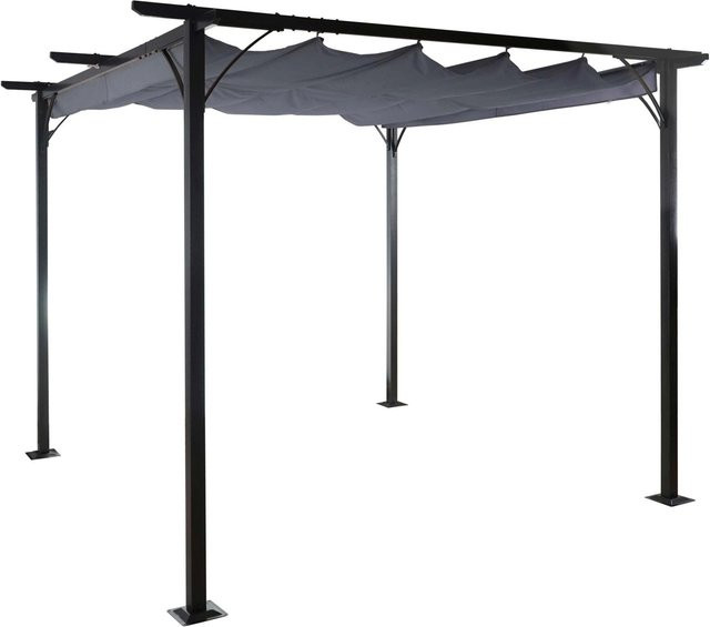 BERLINLODGE Garten Pavillon Pergola Grau mit Schiebedach und stabilem Stahlgestell H x B x T: 232 x 350 x 350 cm - Bild 1