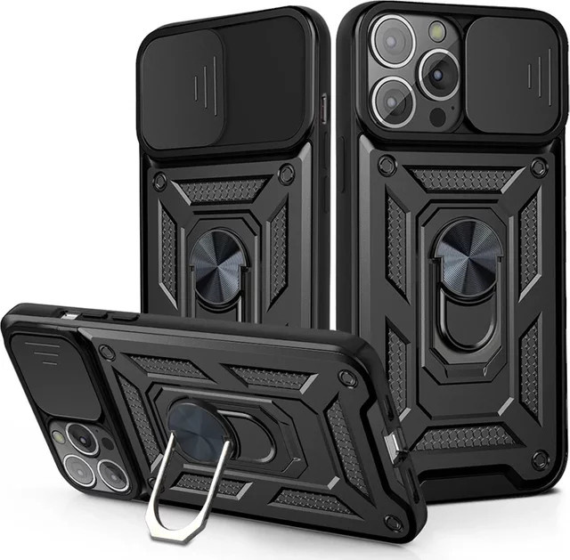 Gusakov Stoßfeste Rüstungshülle für iPhone 11 bis 17 Pro Max mit Schiebekamera-Objektivschutz und Ringabdeckung in Silber - Bild 1