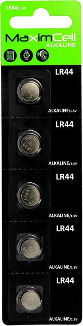 MaximCell Button Cell Batterie V13GA / LR44, 5er Set, Silber - Bild 1