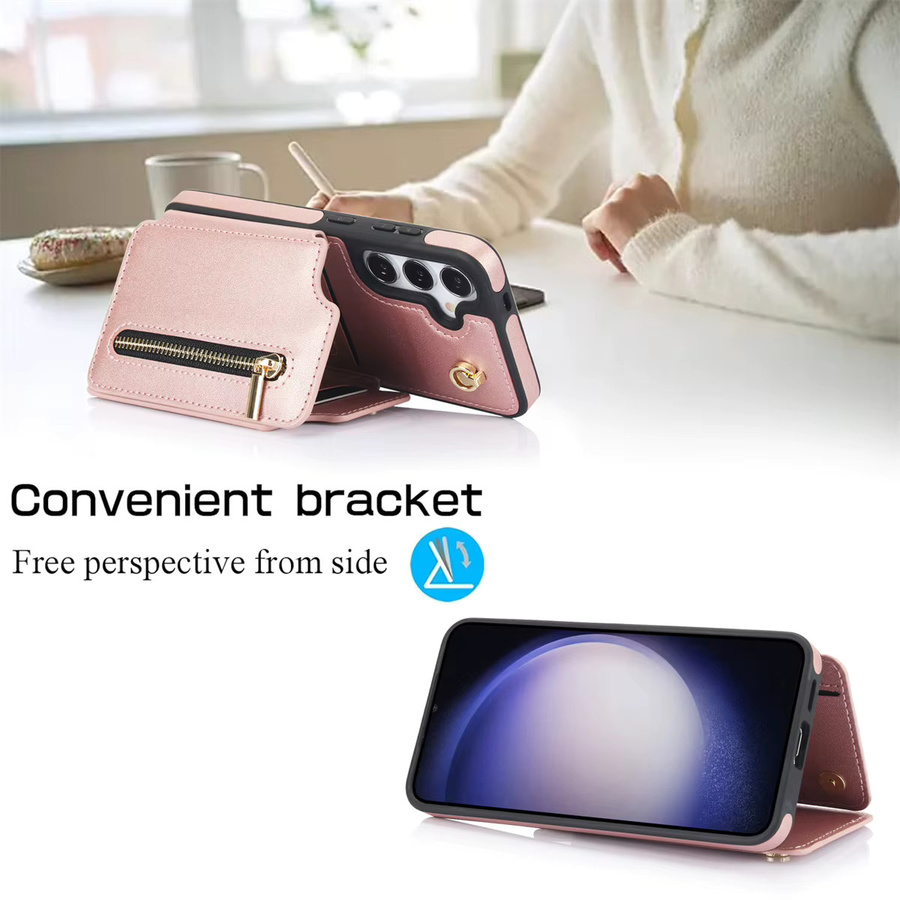 Crossbody Brieftasche und Handyhülle aus Leder für Samsung Galaxy S26 S25 Ultra S24FE S23 S22 Plus A37 A57 A17 A26 A56 A36 mit Kartenfach in Grün oder Pink - Bild 2