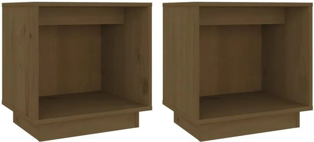 vidaXL Nachttische Set aus Massivholz Kiefer in Honigbraun, 2 Stück, B/T/H: 40 x 30 x 40 cm - Bild 1