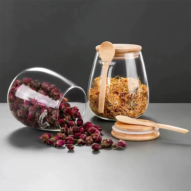 Untior Gewürzglas aus Glas mit Deckel und Löffel, transparentes Aufbewahrungsglas für Zucker, Tee oder Kaffee - Bild 5