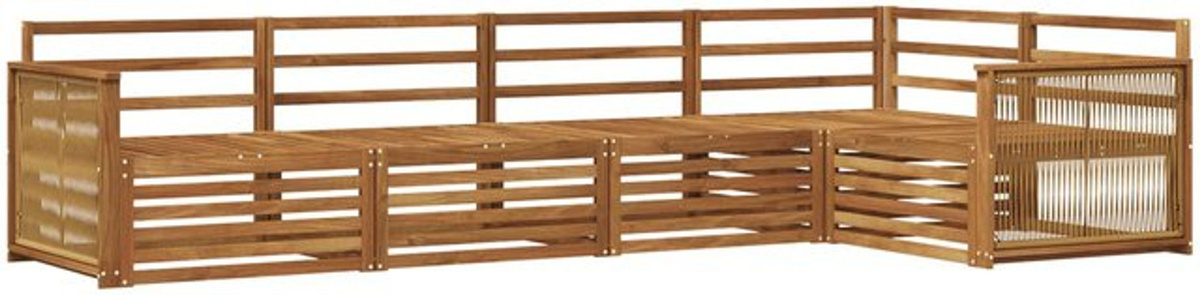 vidaXL Outdoor-Sofagarnitur aus Massivholz Akazie in Braun, 5-teiliges Loungemöbel-Set im modernen Design - Bild 1