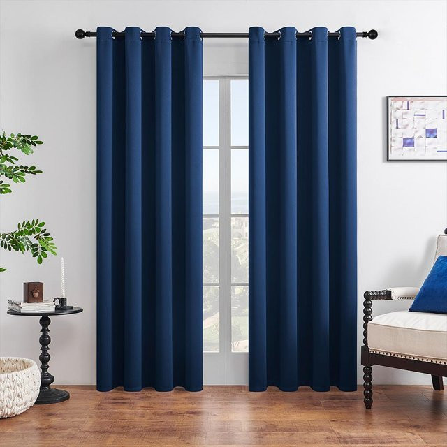 Verdunkelungsvorhänge von Travel together in Blau, thermoisolierend und UV-beständig, B: 132 cm, H: 274 cm - Bild 1