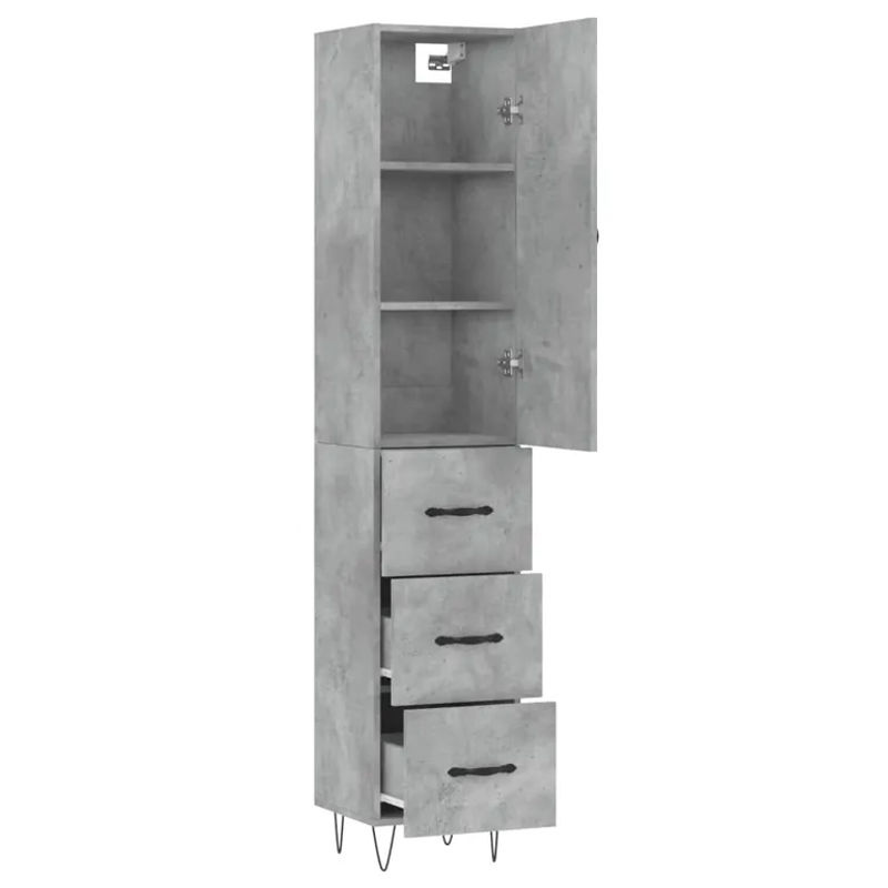 Vidaxl Hoher Schrank in Betongrau im Industrial Design, B/T/H: 34,5 x 34 x 180 cm - Bild 2
