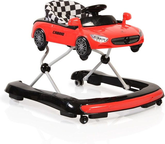 Cangaroo Lauflernhilfe Cabrio 2in1 in Auto-Design mit Licht und Armaturenbrett, höhenverstellbar, rot/schwarz - Bild 1