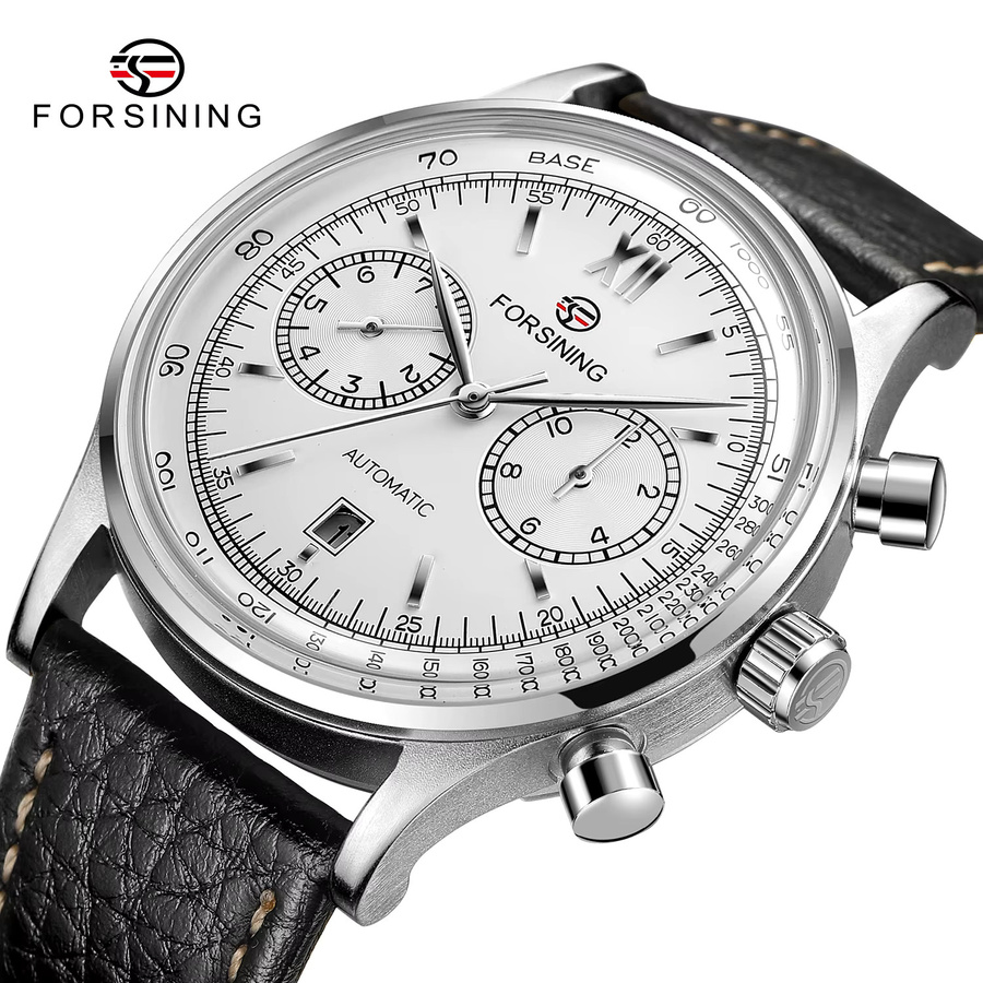 FORSINING Armbanduhr Automatik, Edelstahl, Leder, Schwarz, Herren - Bild 2