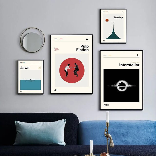 FajerminArt Mid Century Art Prints Interstellares Raumschiff Retro Poster als Leinwandgemälde Abstraktes Wandbild in Mehrfarbig - Bild 1
