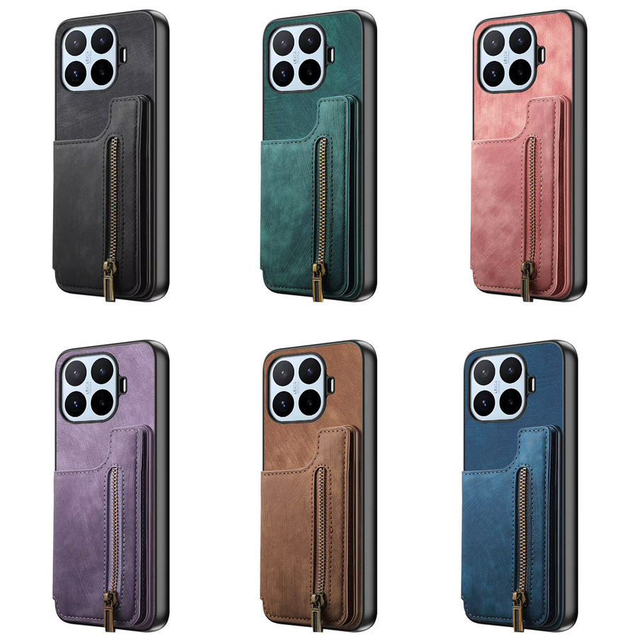 Luxuriöse Leder-Handyhülle für Xiaomi 17T Pro 5G und Xiaomi 15T/15T Pro mit Reißverschluss-Brieftasche und Kartenhalter in Braun - Bild 6