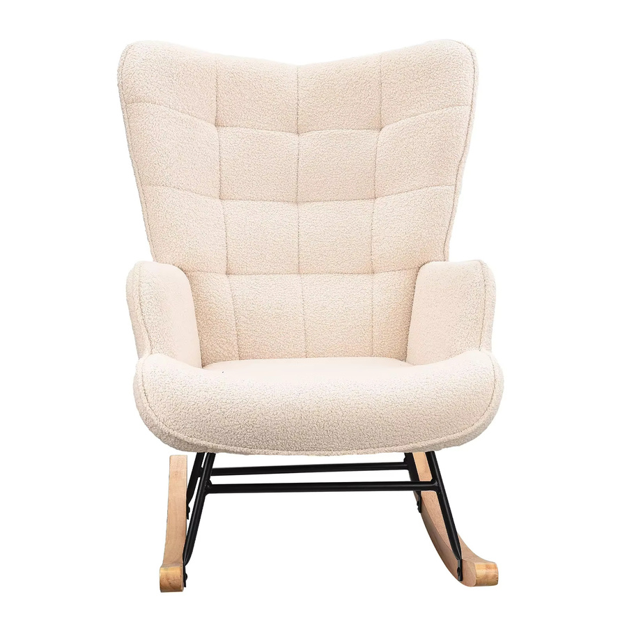 Rosahqnda Schaukelstuhl-Sessel mit Kissen für Wohnzimmer, Schlafzimmer oder Balkon in Beige, Pink oder Grau - Bild 2