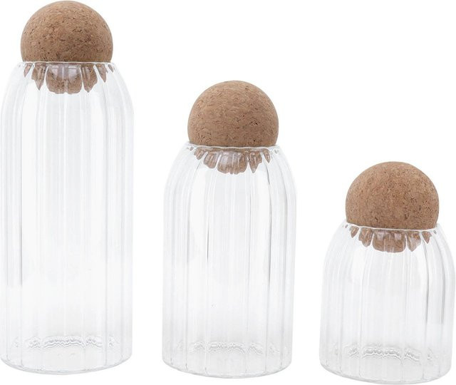 CosyHome Set aus 3 Glasbehältern mit Kugelkorken aus Holz, transparent und luftdicht, ideal für Tee, Kaffee oder Müsli - Bild 1