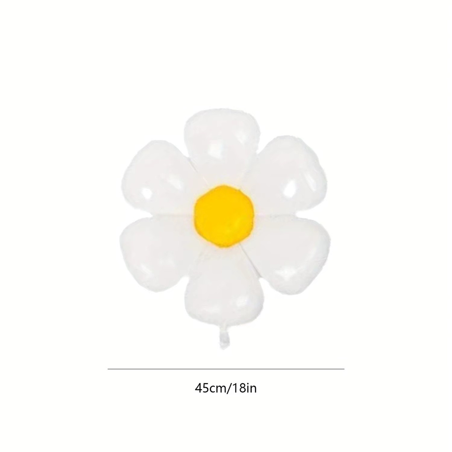 50 Stück weiße Gänseblümchen-Aluminiumfolienballons als wiederverwendbare Blumendekoration für deine Geburtstags- und Party-Fotografie - Bild 2