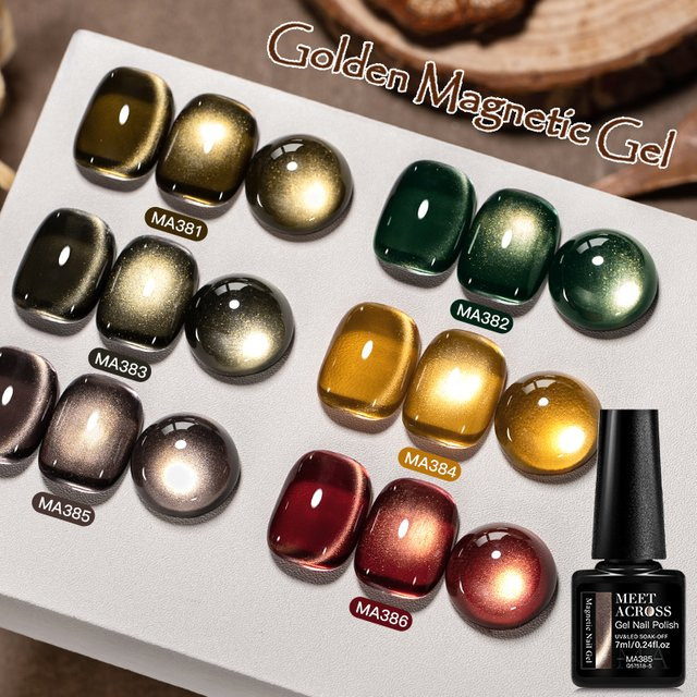 MEET ACROSS Nagelgel, goldenes Magnet-Set, 7 ml, Unisex - Bild 1