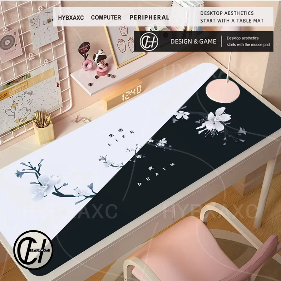 HYBXAXC Mauspad Flower Life Death Art in Multicolour, großes E-Sport-Tischpad aus Naturkautschuk, rutschfestes PC-Tastaturpad für Büro und Schreibtisch - Bild 3