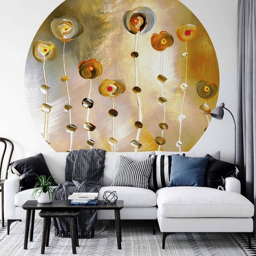 K&L Wall Art Vliestapete Niksic Kunstdruck Golden Eye, runde Wandgestaltung, mehrfarbig, matt - Bild 2