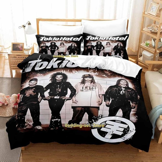 Gu Tao Tokio Hotel Bettwäsche Set mit 3D-Anime-Print, Schwarz, B/H: 135 x 200 cm - Bild 1
