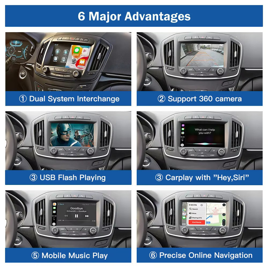 Carabc Wireless Carplay und Android Auto Modul für Buick LaCrosse, Envision, Verano und Opel Insignia 2013-2017 mit 8-Zoll-Bildschirm, Schwarz - Bild 3