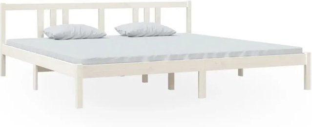 vidaXL Massivholzbett aus Kiefernholz in Weiß, modern und lackiert, B/T: 200 x 200 cm - Bild 1
