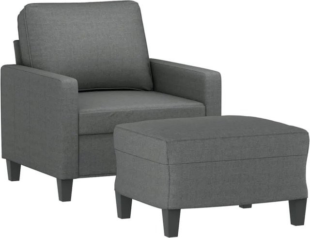 vidaXL Sessel mit Hocker in Grau, moderner Relaxsessel mit Stoffbezug für das Wohnzimmer - Bild 1