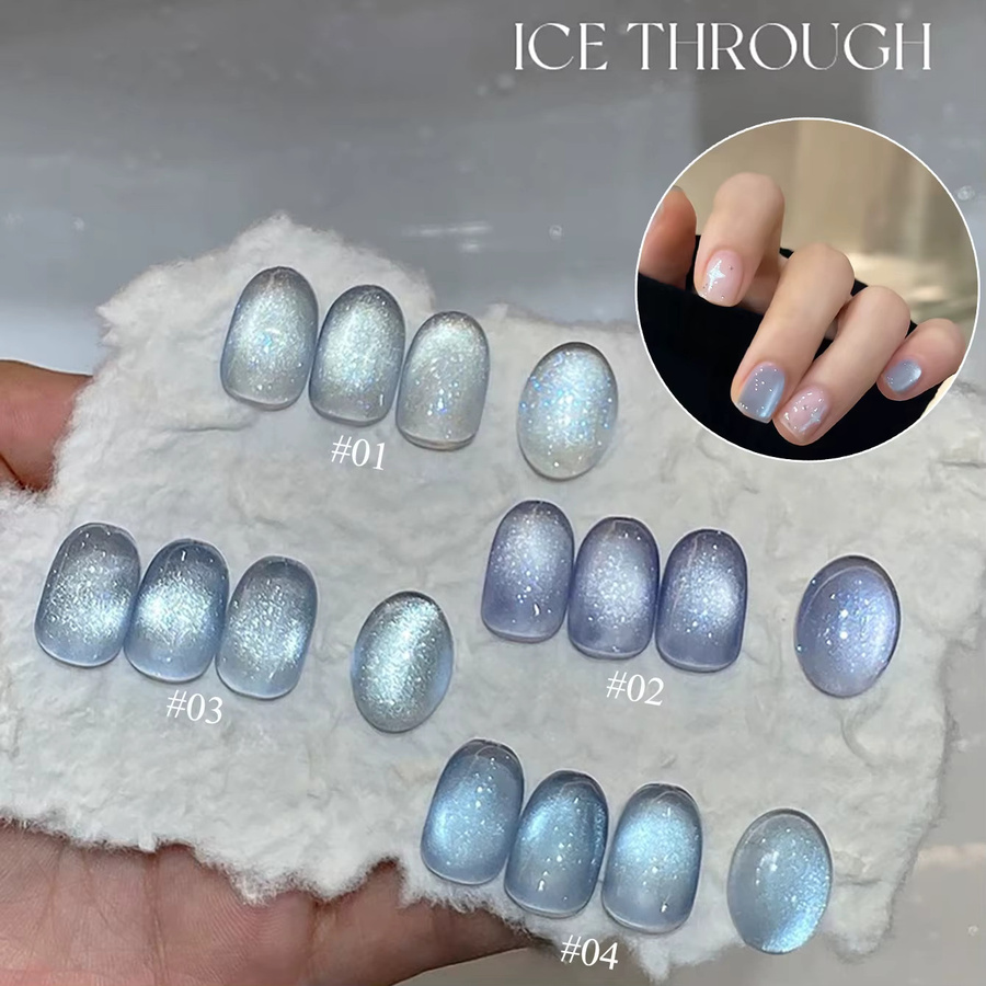 PSK Glacier Blue Cat Eye Gel Nagellack, Schimmernd, Semi-Transparent - Bild 2