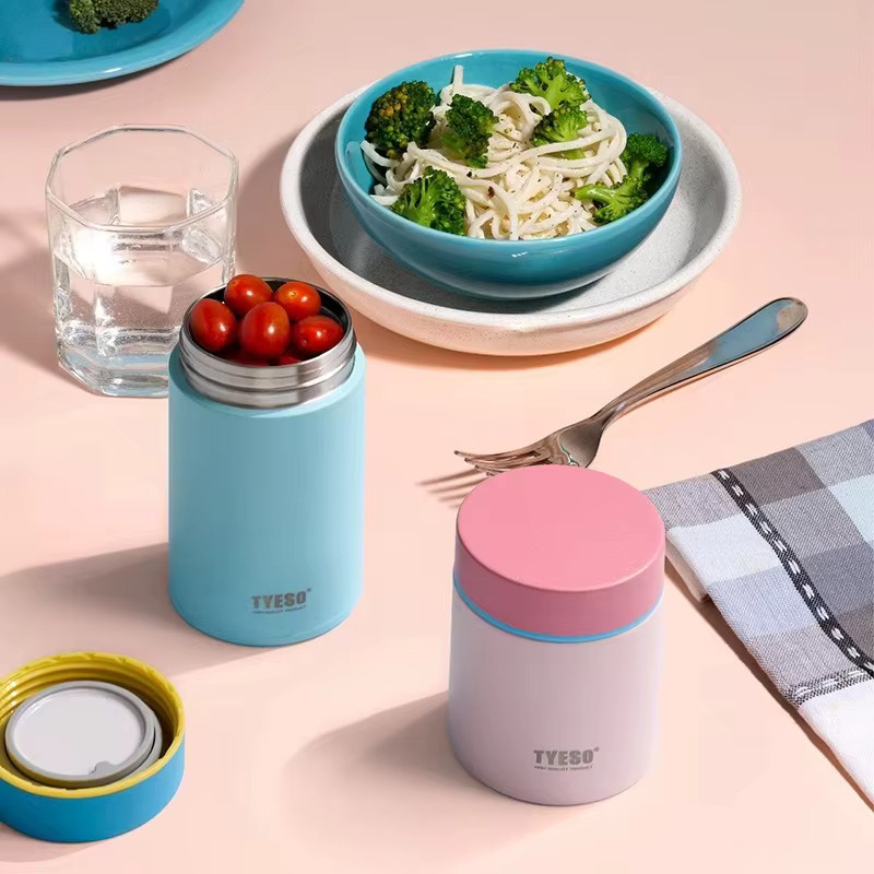 Tyeso Frühstücksbecher mit Deckel aus Edelstahl in Pink, Thermobehälter und Lunchbox als tragbarer Tumbler - Bild 3