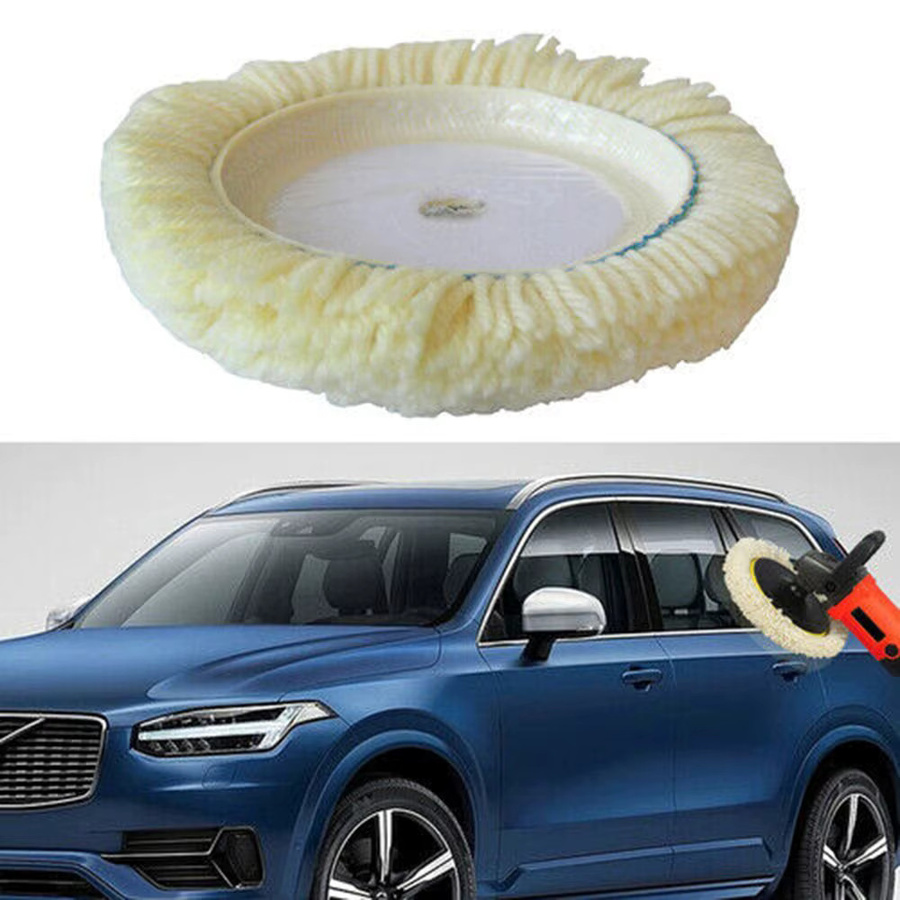 2-teiliges Polierpad-Set aus Naturwolle in Beige für die Auto-Detaillierung und Karosserie-Reparatur, Durchmesser: 7,6 bis 7 Zoll - Bild 3