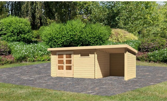 Karibu Holz-Gartenhaus Ängelholm in Natur mit Pultdach und modernem Design, B/T: 370 x 280 cm - Bild 1