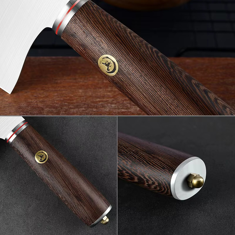 Professionelles chinesisches Küchenmesser Cleaver von PLYS in Silber mit Holzgriff - Bild 3
